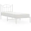vidaXL Cadre de lit métal avec tête de lit blanc 90x190 cm