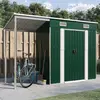 vidaXL Abri de jardin avec toit prolongé vert 277x110,5x181 cm acier