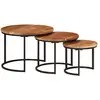 vidaXL Tables gigognes 3 pcs bois massif d'acacia