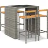 vidaXL Ensemble de bar jardin 5 pcs gris poly rotin/bois massif acacia