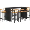 vidaXL Ensemble de bar jardin 9 pcs noir poly rotin/bois massif acacia