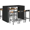 vidaXL Ensemble de bar jardin 7 pcs noir poly rotin/bois massif acacia