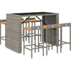 vidaXL Ensemble de bar jardin 7 pcs gris poly rotin/bois massif acacia