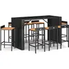 vidaXL Ensemble de bar jardin 9 pcs noir poly rotin/bois massif acacia