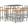 vidaXL Ensemble de bar jardin 7 pcs gris poly rotin/bois massif acacia