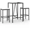 vidaXL Ensemble de bar de jardin 3 pcs avec coussins noir poly rotin