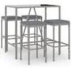 vidaXL Ensemble de bar de jardin 5 pcs avec coussins gris poly rotin