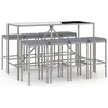 vidaXL Ensemble de bar de jardin 9 pcs avec coussins gris poly rotin