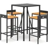 vidaXL Ensemble de bar jardin 5 pcs noir poly rotin/bois massif acacia