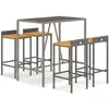 vidaXL Ensemble de bar jardin 5 pcs gris poly rotin/bois massif acacia