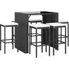 vidaXL Ensemble de bar de jardin 7 pcs avec coussins noir poly rotin