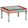 vidaXL Table basse bleu bois de manguier massif peint à la main 353763