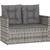vidaXL Banc de jardin avec coussins Gris 105 cm Résine tressée