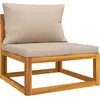 vidaXL Canapé central de jardin et coussins taupe bois massif d'acacia