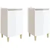 vidaXL Tables de chevet 2pcs blanc brillant 40x35x70cm bois ingénierie