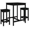 vidaXL Ensemble de bar de jardin 3 pcs noir bois de pin massif