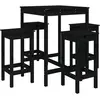 vidaXL Ensemble de bar de jardin 5 pcs noir bois de pin massif