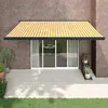 vidaXL Auvent rétractable jaune et blanc 4,5x3 m tissu et aluminium