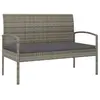 vidaXL Banc de jardin avec coussin gris 105 cm résine tressée
