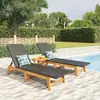 vidaXL Chaises longues 2 pcs noir/marron résine tressée/bois d'acacia