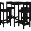 vidaXL Ensemble de bar de jardin 5 pcs noir bois de pin massif