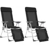 vidaXL Chaises de camping pliantes et repose-pied 2 pcs noir textilène