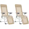 vidaXL Chaises de camping pliantes et repose-pied 2pcs crème textilène