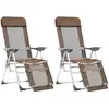 vidaXL Chaises de camping pliantes et repose-pied 2 pcs marron