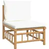 vidaXL Canapé central de jardin avec coussins blanc crème bambou