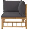 vidaXL Canapé d'angle de jardin avec coussins gris foncé bambou