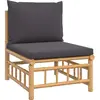 vidaXL Canapé central de jardin avec coussins gris foncé bambou