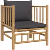 vidaXL Canapé de jardin avec coussins gris foncé bambou