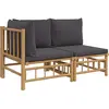vidaXL Salon de jardin 2 pcs avec coussins gris foncé bambou