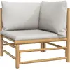 vidaXL Canapé d'angle de jardin avec coussins gris clair bambou