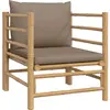 vidaXL Canapé de jardin avec coussins taupe bambou
