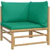 vidaXL Canapé d'angle de jardin avec coussins vert bambou