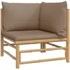 vidaXL Canapé d'angle de jardin avec coussins taupe bambou