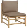 vidaXL Canapé central de jardin avec coussins taupe bambou