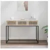 vidaXL Table console blanc 105x30x75 cm bois d'ingénierie et fer
