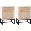 vidaXL Tables de chevet 2pcs blanc 40x30x55,5cm bois ingénierie et fer