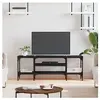 vidaXL Meuble TV noir 121x35x45 cm bois d'ingénierie et fer