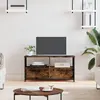 vidaXL Meuble TV chêne fumé 90x33x45 cm bois d'ingénierie et fer