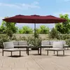 Parasol à double tête avec led rouge bordeaux 449x245 cm Vidaxl Rouge