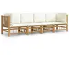 vidaXL Salon de jardin 4 pcs avec coussins gris foncé bambou