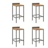 vidaXL Tabourets de bar 4 pcs gris résine tressée et bois d'acacia