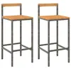 vidaXL Tabourets de bar 2 pcs gris résine tressée et bois d'acacia