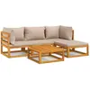 vidaXL Salon de jardin 5 pcs avec coussins gris clair bois massif