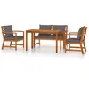 vidaXL Ensemble à manger de jardin 4 pcs coussins Bois acacia