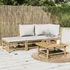 vidaXL Salon de jardin 3 pcs avec coussins gris clair bambou