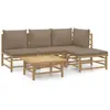 vidaXL Salon de jardin 5 pcs avec coussins taupe bambou
